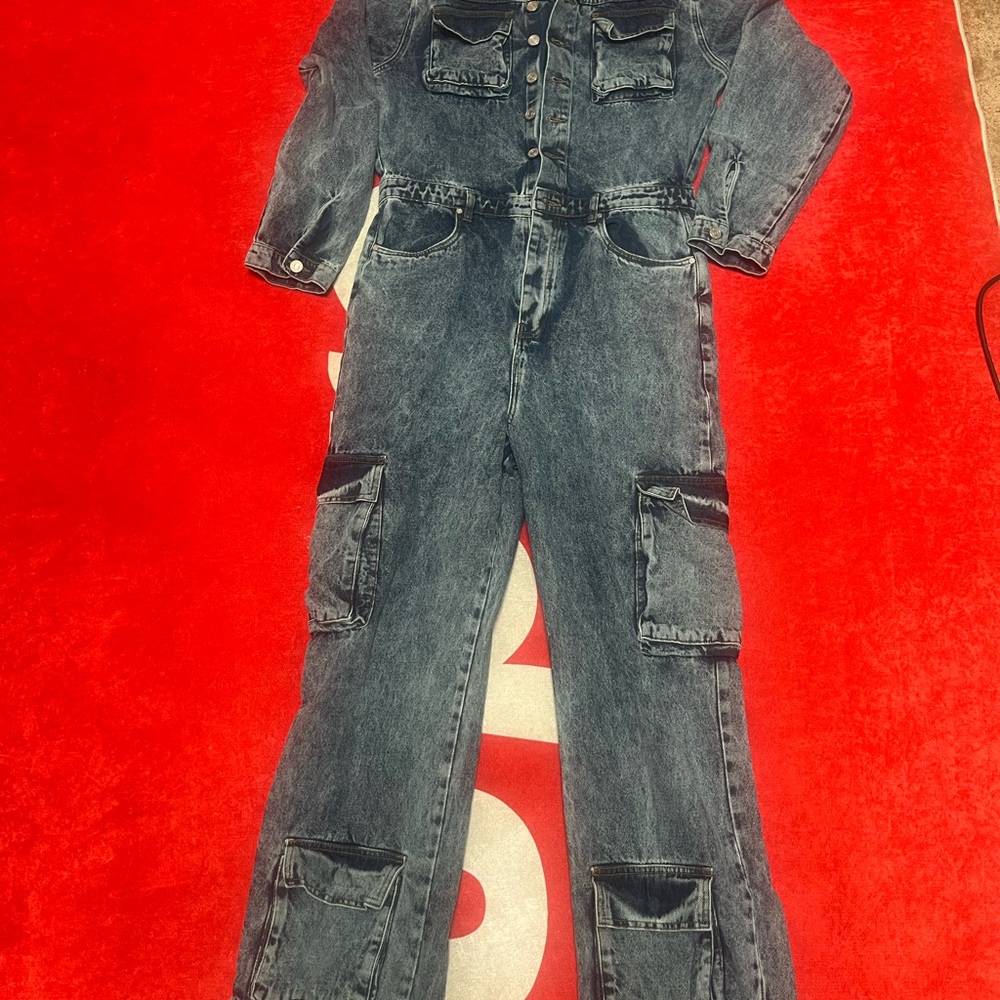 Denim Jumpsuit with Pockets